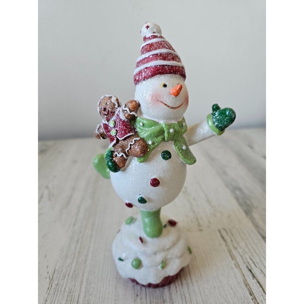 Mark Roberts snowman gingerbread RARE cupcake Xmas glitter sparkle decor dancing